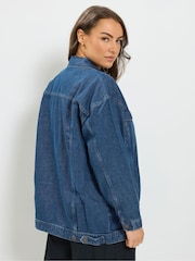 Yours Curve Blue Oversized Denim Jacket - Image 4 of 7