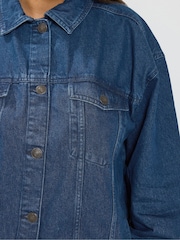 Yours Curve Blue Oversized Denim Jacket - Image 5 of 7