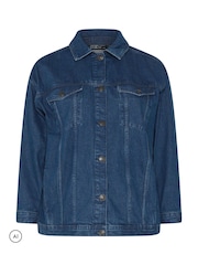 Yours Curve Blue Oversized Denim Jacket - Image 6 of 7