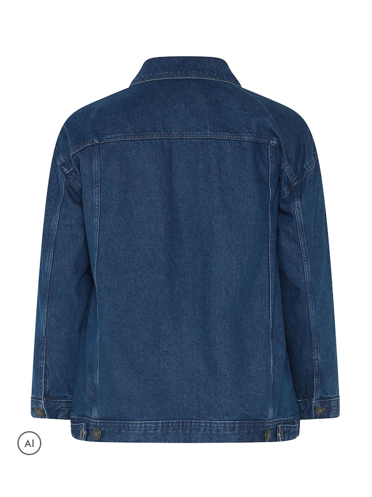 Yours Curve Blue Oversized Denim Jacket - Image 7 of 7