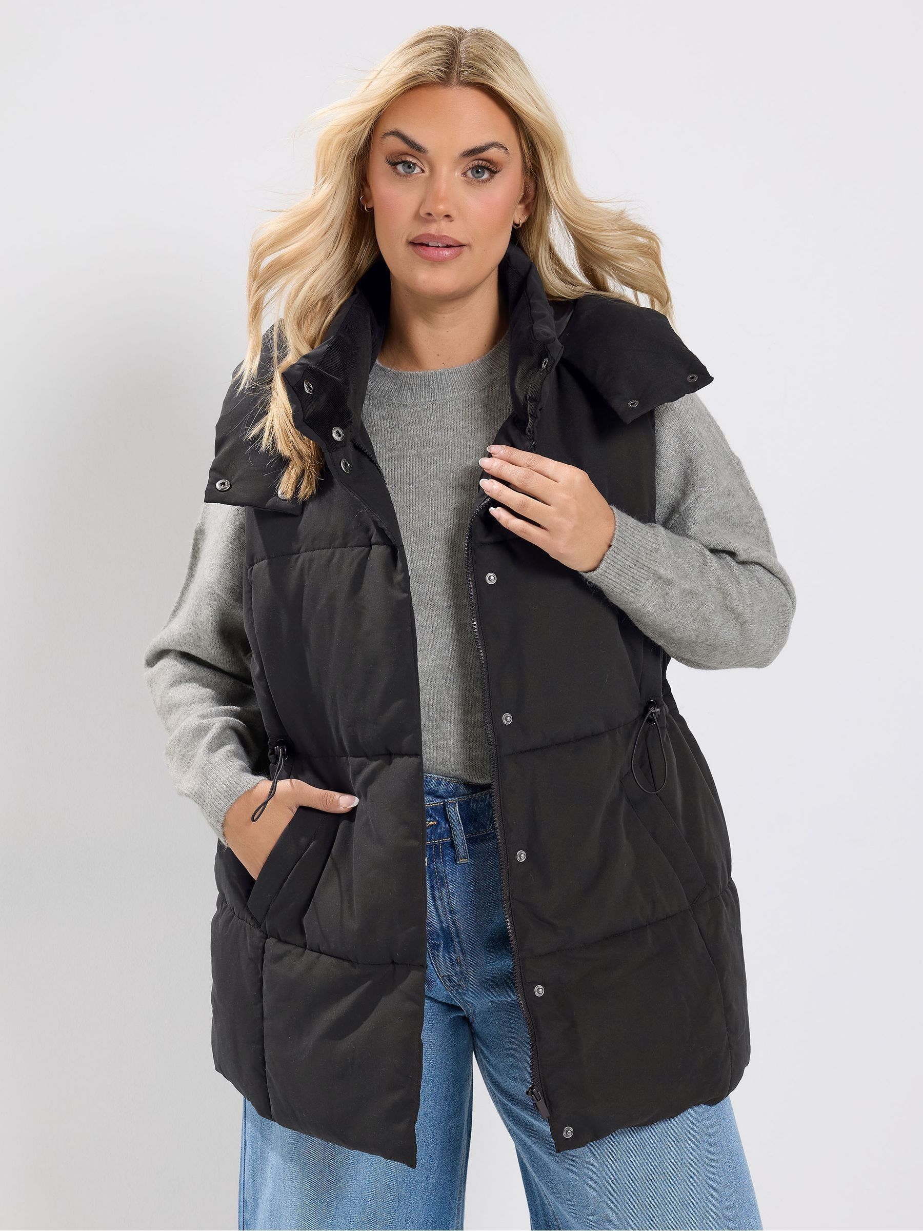 Yours Women's Black Short Padded Gilet In | : Size 30-32 - Image 2