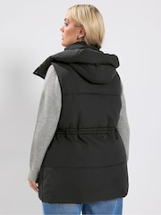 Yours Curve Black Short Padded Gilet - Image 3 of 6