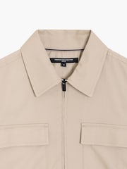 French Connection Brown Cotton Zip-Through Collared Chest Pocket Overshirt - Image 6 of 6