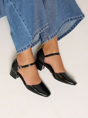 Yours Curve Black Wide Fit Square Toe Block Heels - Image 1 of 5