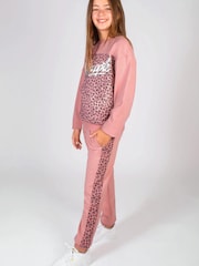 Pineapple Pink Girls Leopard Logo Sweatshirt - Image 3 of 5
