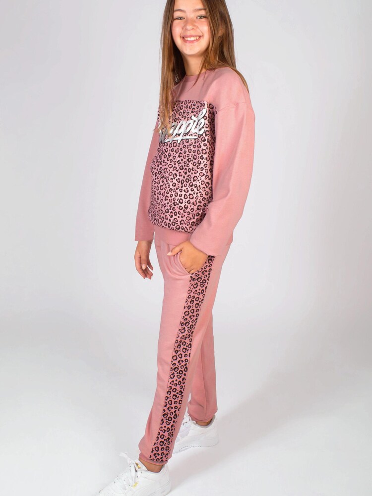 Pineapple Pink Girls Leopard Logo Sweatshirt - Image 3 of 5