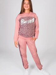 Pineapple Pink Girls Leopard Logo Sweatshirt - Image 4 of 5