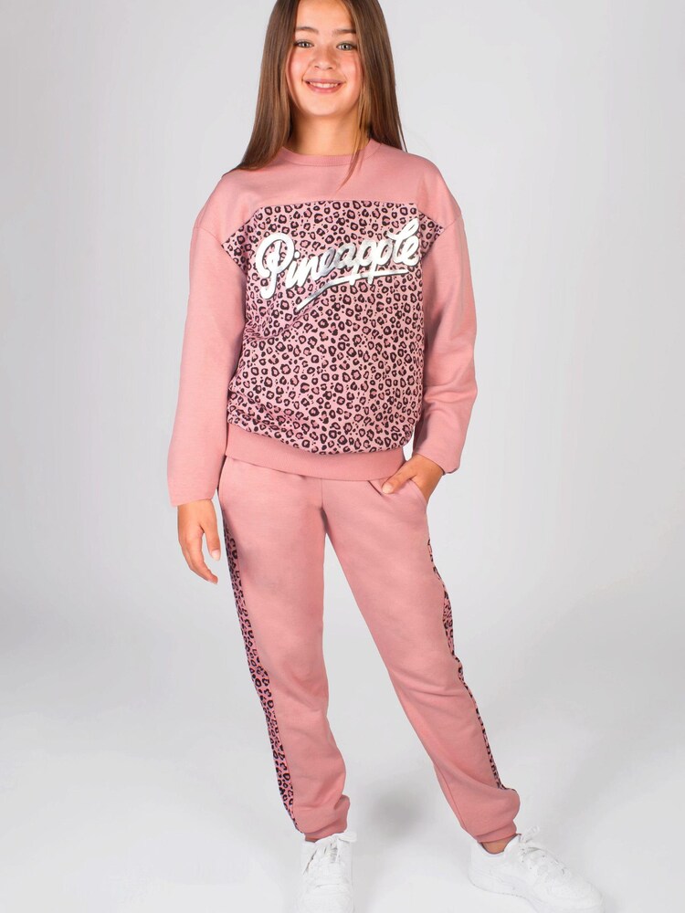 Pineapple Pink Girls Leopard Logo Sweatshirt - Image 4 of 5