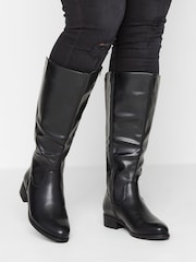 Yours Curve Black Wide Fit Stretch Knee High Boots - Image 1 of 3