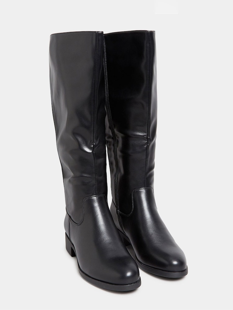 Yours Curve Black Wide Fit Stretch Knee High Boots - Image 2 of 3 Yours Curve Black Wide Fit Stretch Knee High Boots - Image 2 of 3