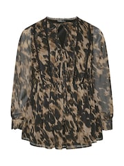 Yours Curve Black Leopard Print Tie Front Blouse - Image 5 of 5