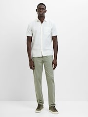French Connection Cream Cotton Subtle Check Chest Pocket Short Sleeve Shirt - Image 2 of 6