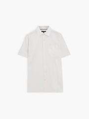 French Connection Cream Cotton Subtle Check Chest Pocket Short Sleeve Shirt - Image 3 of 6