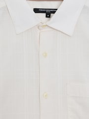 French Connection Cream Cotton Subtle Check Chest Pocket Short Sleeve Shirt - Image 5 of 6