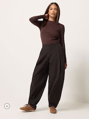 PixieGirl Petite Brown Cord Barrel Leg Trousers - Image 1 of 6