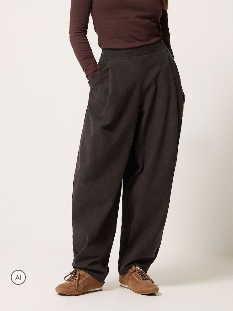 PixieGirl Petite Brown Cord Barrel Leg Trousers - Image 2 of 6 PixieGirl Petite Brown Cord Barrel Leg Trousers - Image 2 of 6