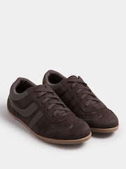 Yours Curve Brown Low Retro Stripe Trainers In Extra Wide EEE Fit - Image 5 of 5