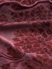 Burgundy Red Lettuce Hem Short Sleeve Marbled Floral Top - Image 6 of 6