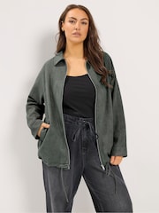 Yours Curve Green Suedette Bomber Jacket - Image 2 of 7