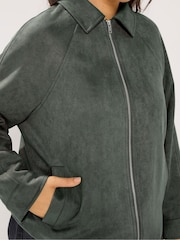 Yours Curve Green Suedette Bomber Jacket - Image 5 of 7