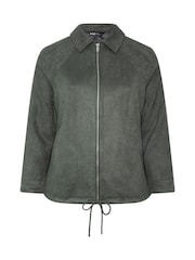 Yours Curve Green Suedette Bomber Jacket - Image 6 of 7