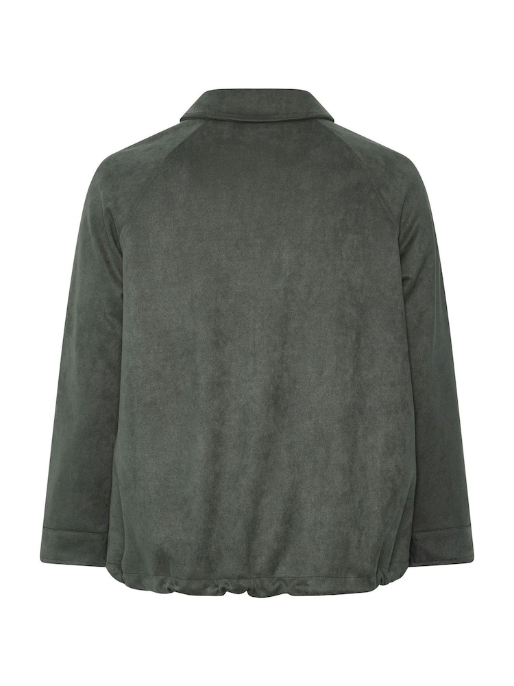 Yours Curve Green Suedette Bomber Jacket - Image 7 of 7