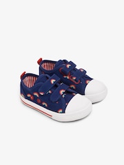 JoJo Maman Bébé Navy Kids' Rainbow Canvas Pumps - Image 1 of 4