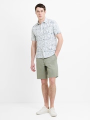 French Connection Grey Cotton Stretch Floral Print Chest Pocket Button Short Sleeve Shirt - Image 1 of 6