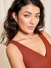 Friends Like These Rust Red Shirred Strap V Neck Linen Swing Vest - Image 2 of 4