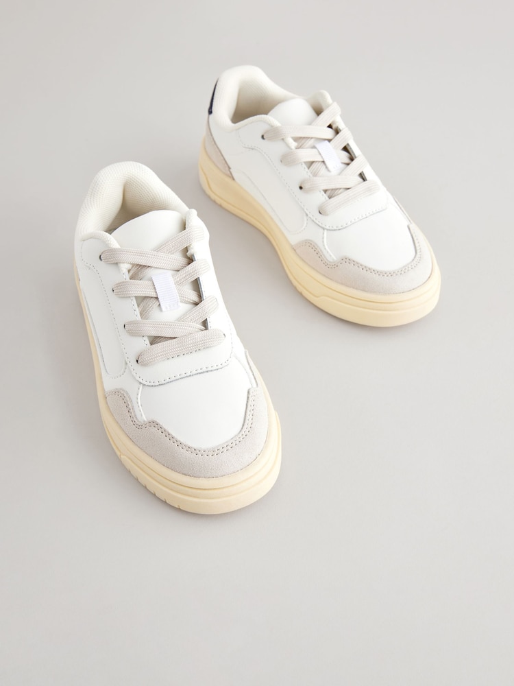 White Retro Sole Trainers - Image 4 of 5