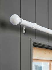 White Ball Finial Extendable Curtain 35mm Pole Kit - Image 1 of 5