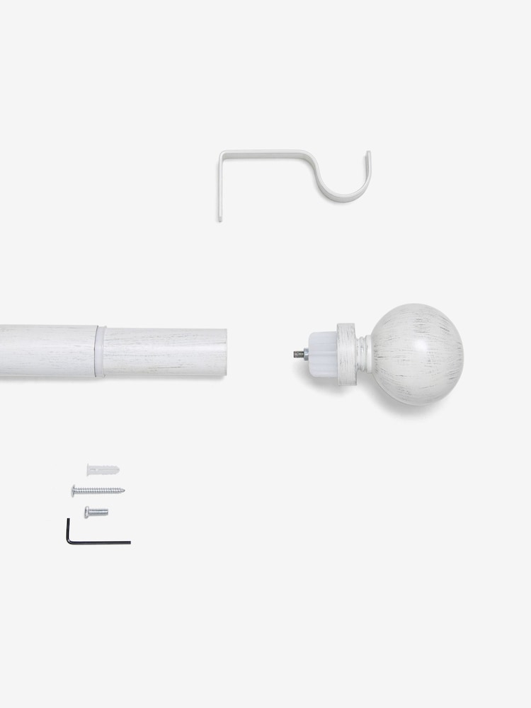 White Ball Finial Extendable Curtain 35mm Pole Kit - Image 5 of 5