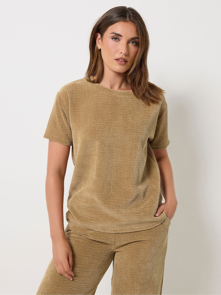 Long Tall Sally Brown Cord T-Shirt - Image 1 of 6 Long Tall Sally Brown Cord T-Shirt - Image 1 of 6