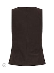 PixieGirl Petite Brown Cord Button Front Top - Image 6 of 6