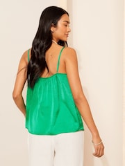 Friends Like These Green Satin Strappy Ruffle Edge Cami Vest - Image 3 of 4