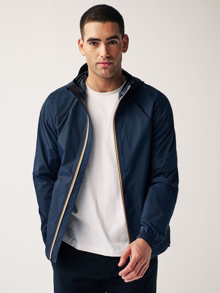 Navy Blue Lightweight Waterproof Hooded Packable Jacket - Image 1 of 13