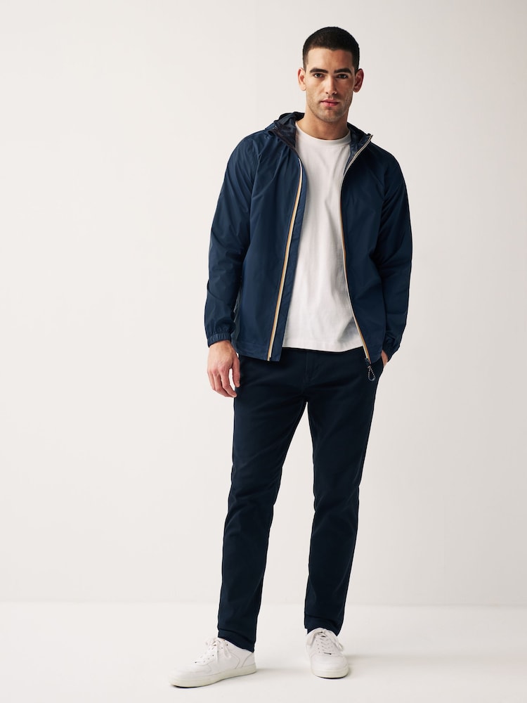 Navy Blue Lightweight Waterproof Hooded Packable Jacket - Image 2 of 13 Navy Blue Lightweight Waterproof Hooded Packable Jacket - Image 2 of 13