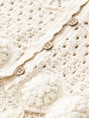 Ecru - Gestrickte Quastenweste (3-16Jahre) - Bild 6 von 6