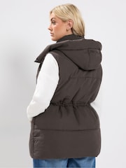 Yours Curve Brown Short Padded Gilet - Image 3 of 6