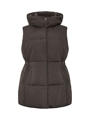 Yours Curve Brown Short Padded Gilet - Image 5 of 6