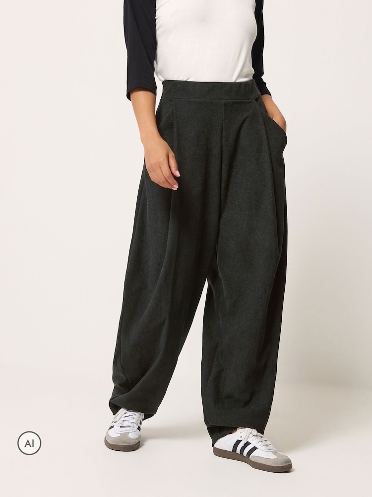 PixieGirl Petite Black Cord Barrel Leg Trousers - Image 2 of 6 PixieGirl Petite Black Cord Barrel Leg Trousers - Image 2 of 6