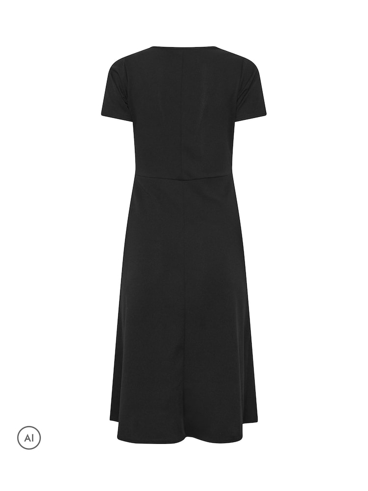 PixieGirl Petite Black Pleat Detail Midi Dress - Image 6 of 6 PixieGirl Petite Black Pleat Detail Midi Dress - Image 6 of 6