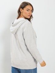 Yours Curve Grey Zip Through Raglan Hoodie - Image 4 of 7