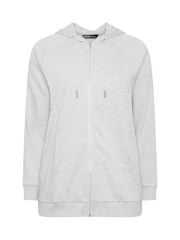 Yours Curve Grey Zip Through Raglan Hoodie - Image 6 of 7