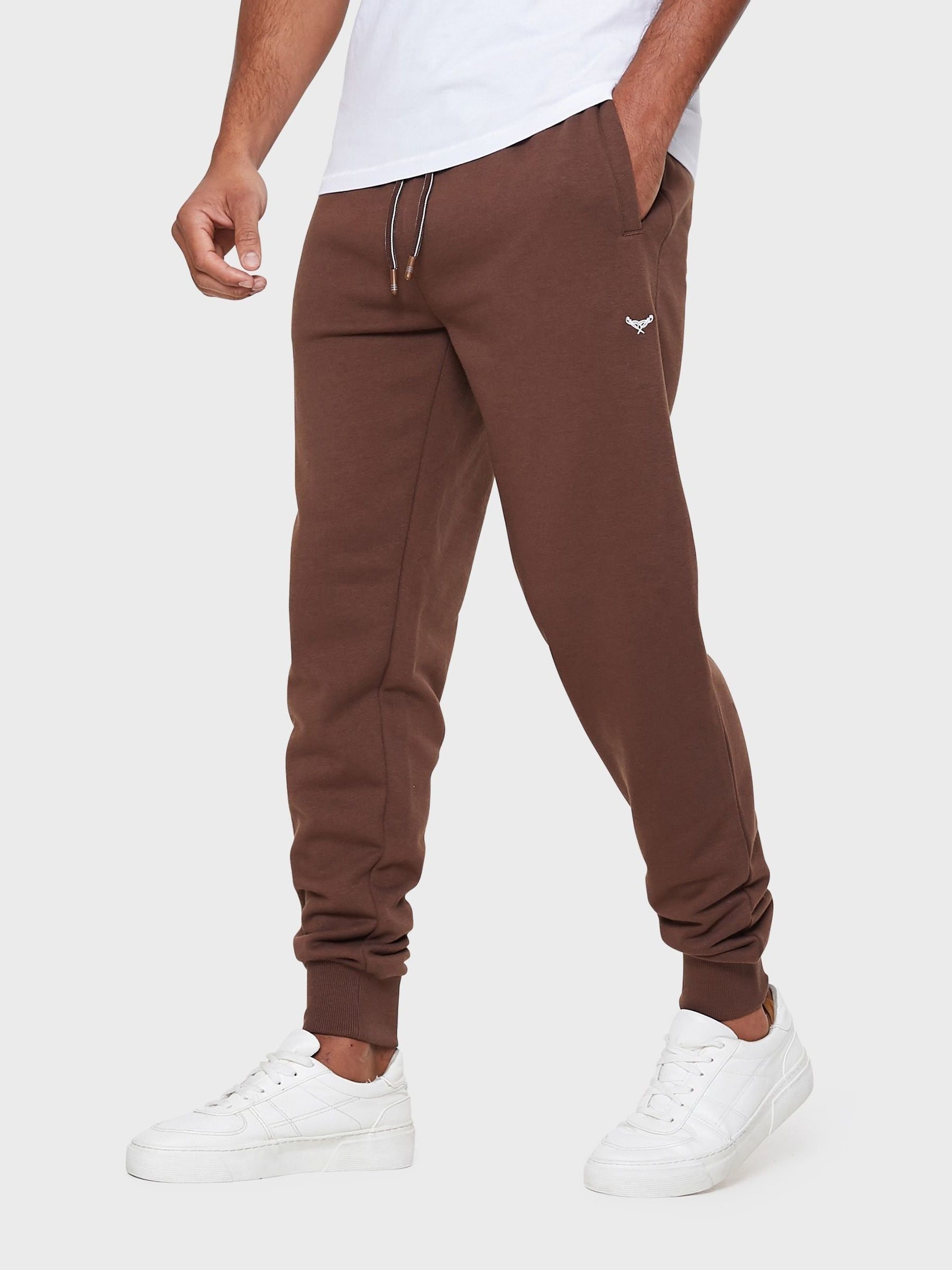 Threadbare Men's Brown Cotton Blend 'Trifoliate' Joggers In | Size: 2XL - Image 1
