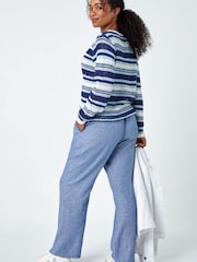 Roman Blue Stripe Print Stretch Knit Jumper - Image 3 of 5