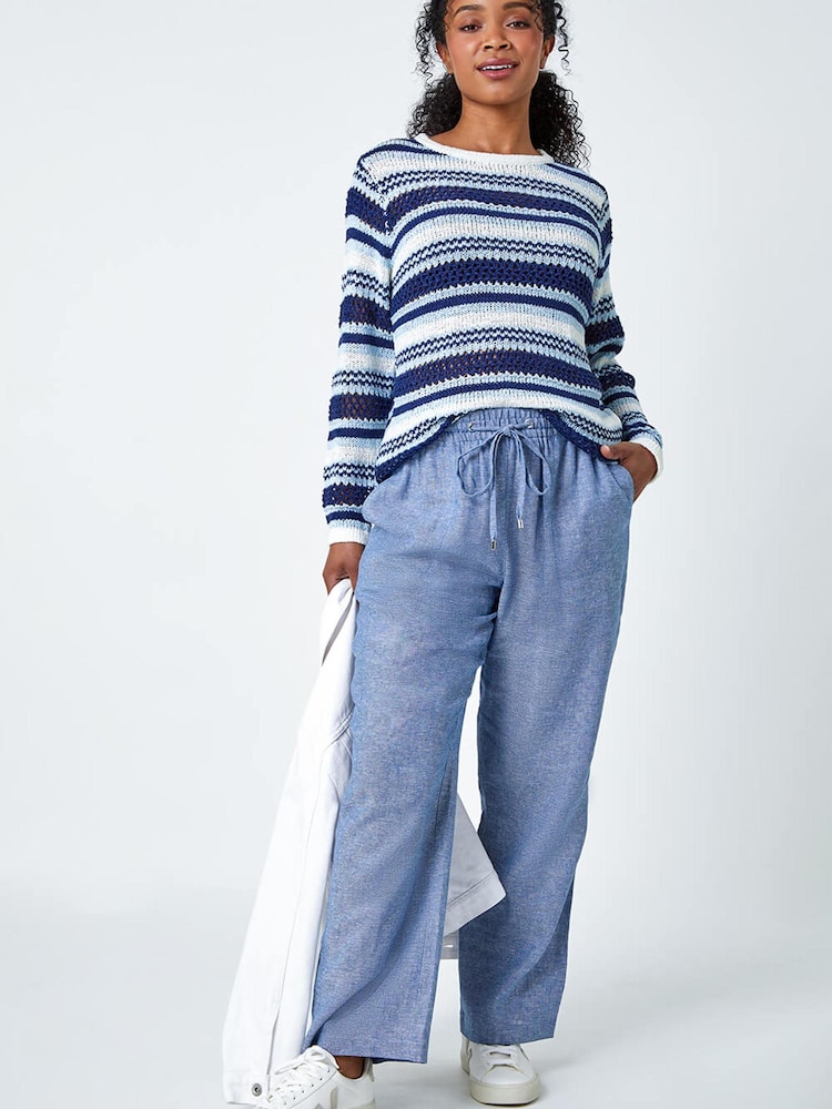 Roman Blue Stripe Print Stretch Knit Jumper - Image 4 of 5