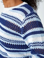 Roman Blue Stripe Print Stretch Knit Jumper - Image 5 of 5