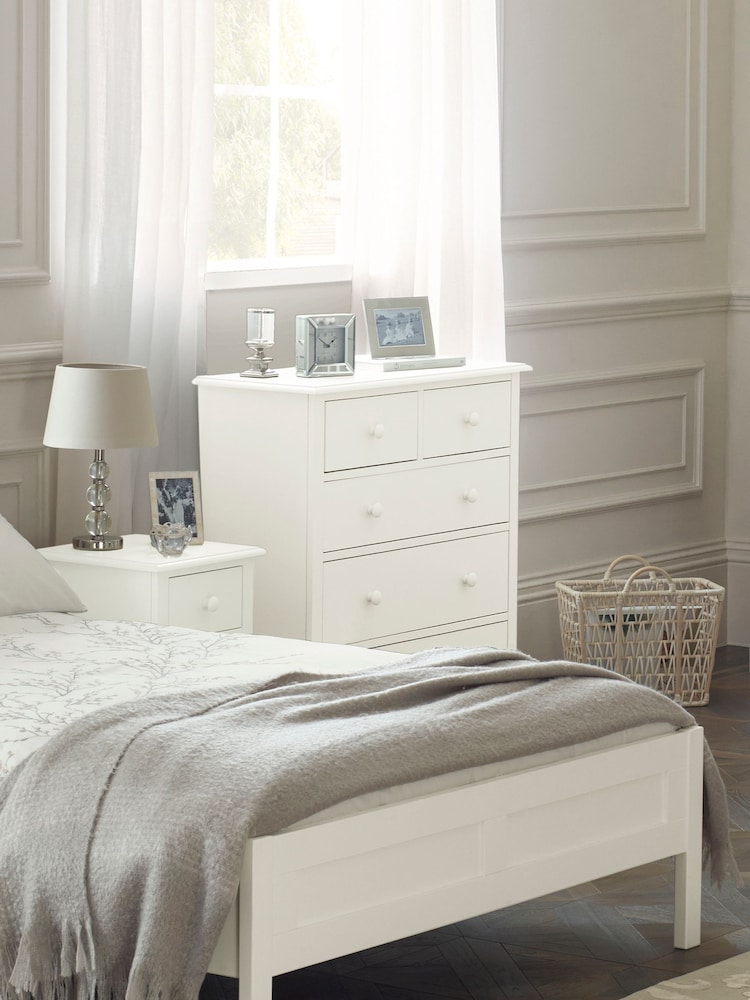 Laura Ashley Cotton White Ashwell Chest of 5 Drawers - Image 2 of 5