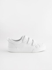White Wide Fit (G) 3 Strap Touch Fastening Trainers - Image 2 of 6